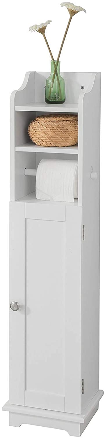 Freestanding Toilet Paper Holder Cabinet with Brush